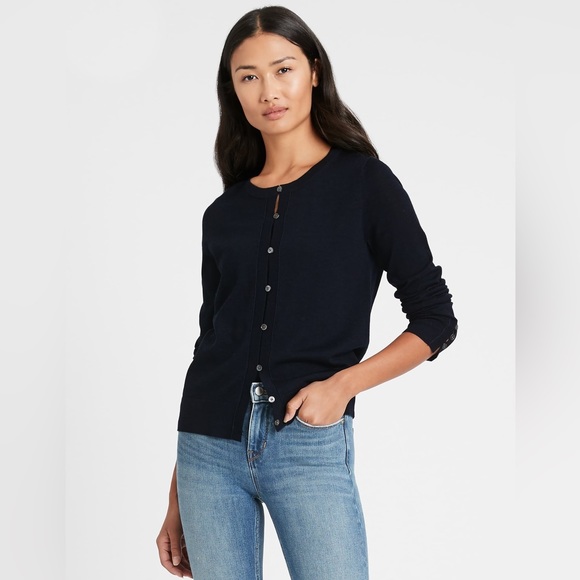 Banana Republic Sweaters - Banana Republic Navy Blue Extra Fine Italian Merino Wool Cardigan Sweater Medium